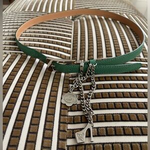 Vivienne Westwood Green Leather Detailed Chain Belt